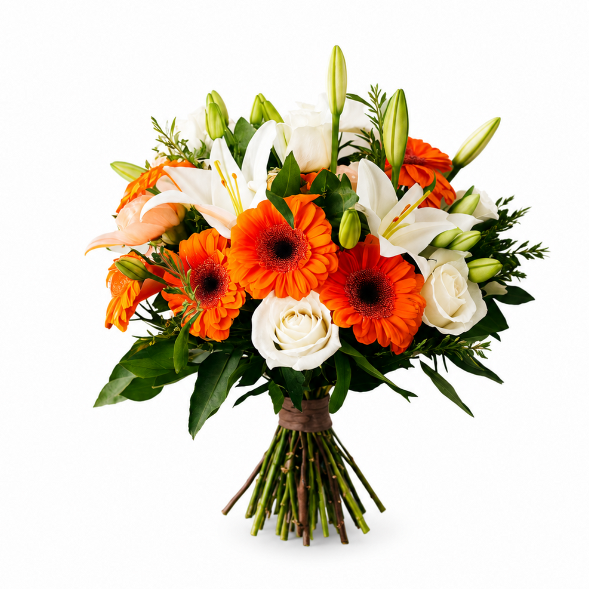 Orange and White Seasonal Blooms Bouquet