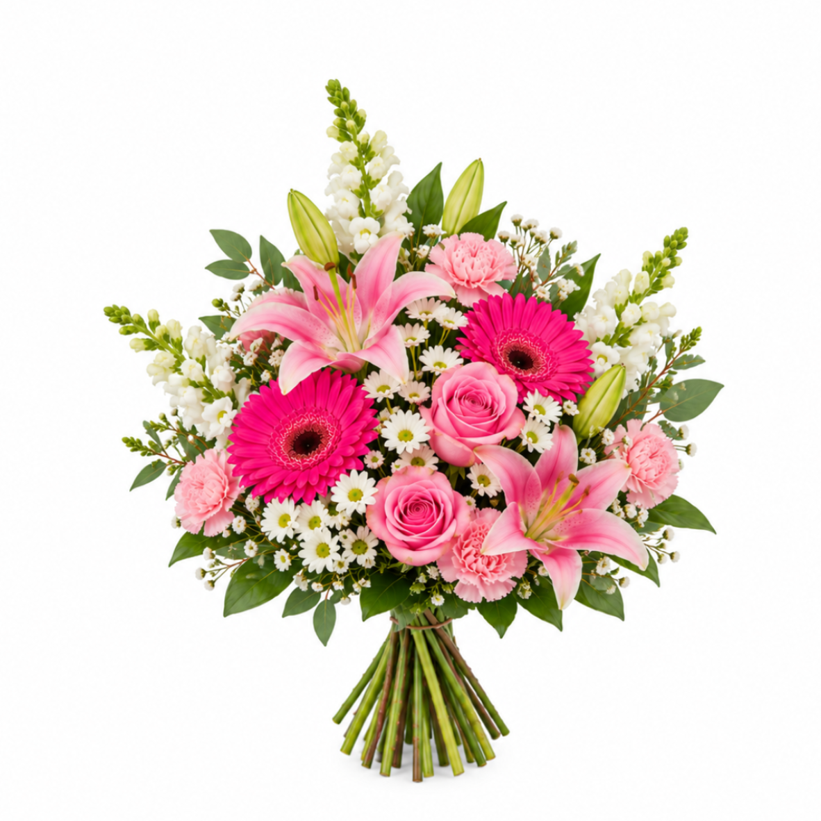 Pink and White Mixed Seasonal Blooms Bouquet