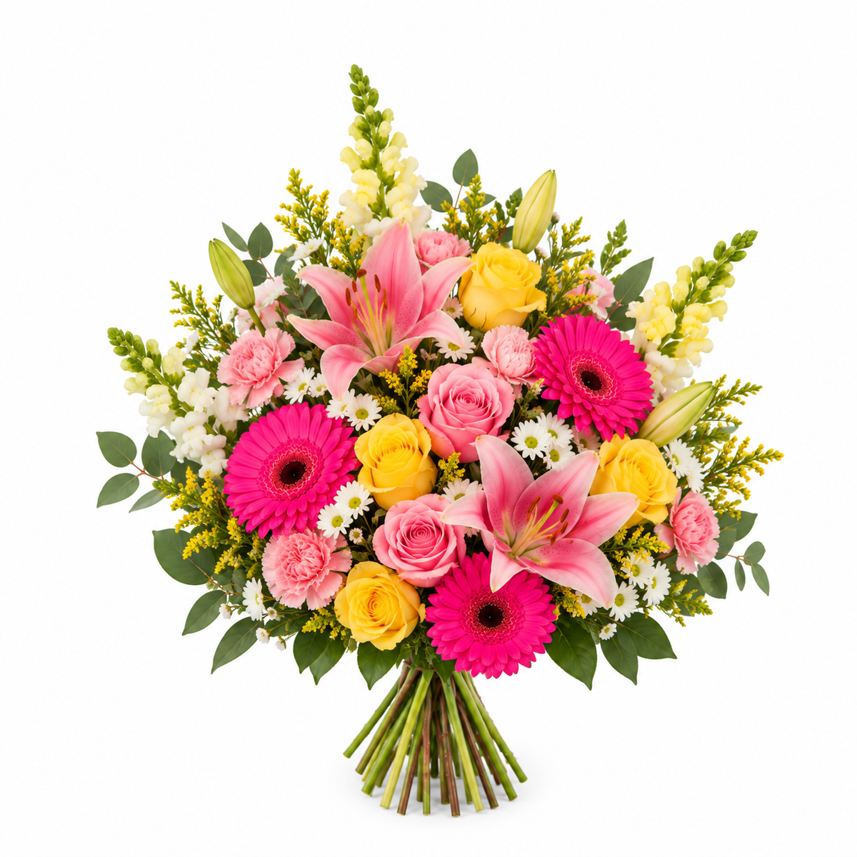Pink and Yellow Seasonal Blooms Bouquet