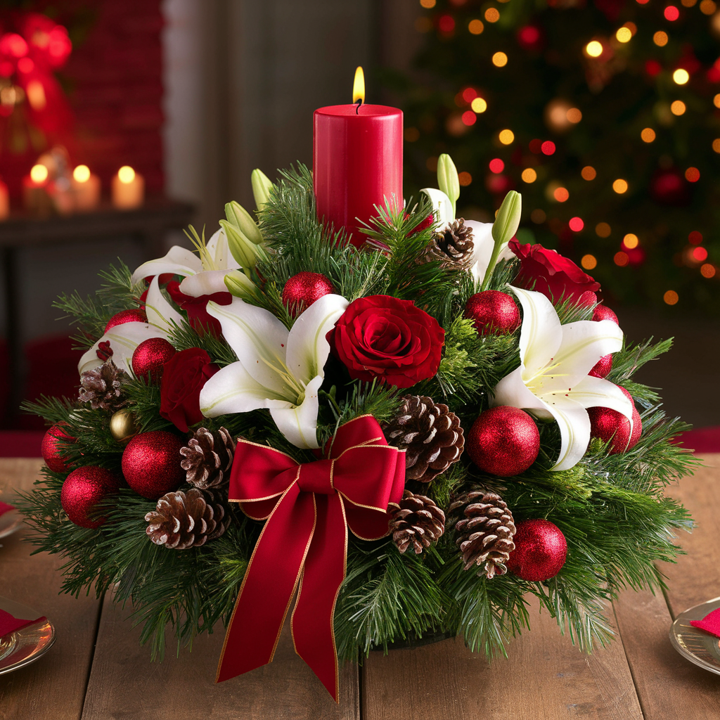 Holiday Elegance Christmas Centerpiece