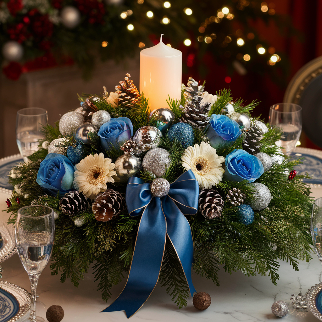 Blue Serenity Christmas Centerpiece