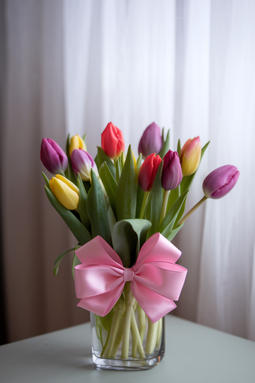 Colourful Tulips in a Vase