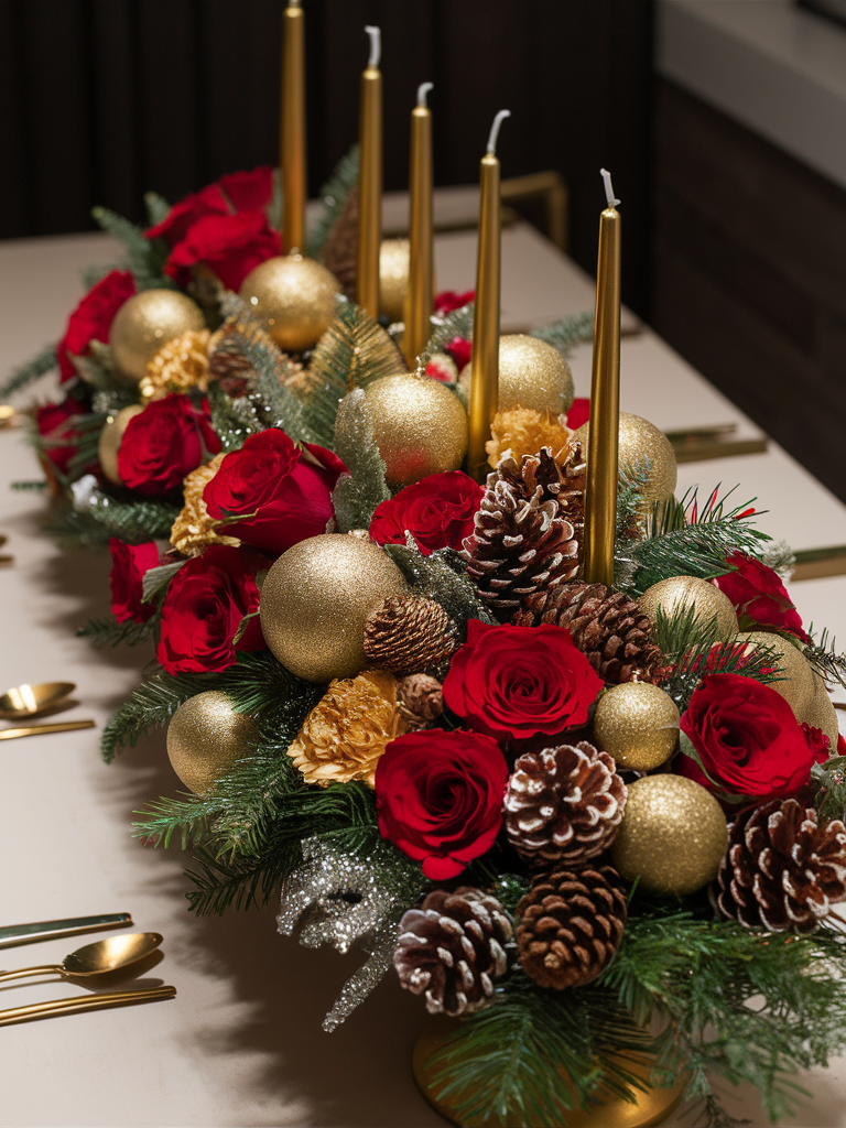 Golden Festivity Christmas Centerpiece