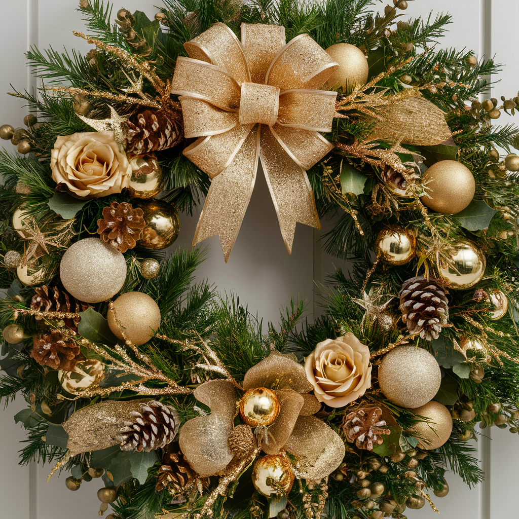 Golden Elegance Christmas Wreath