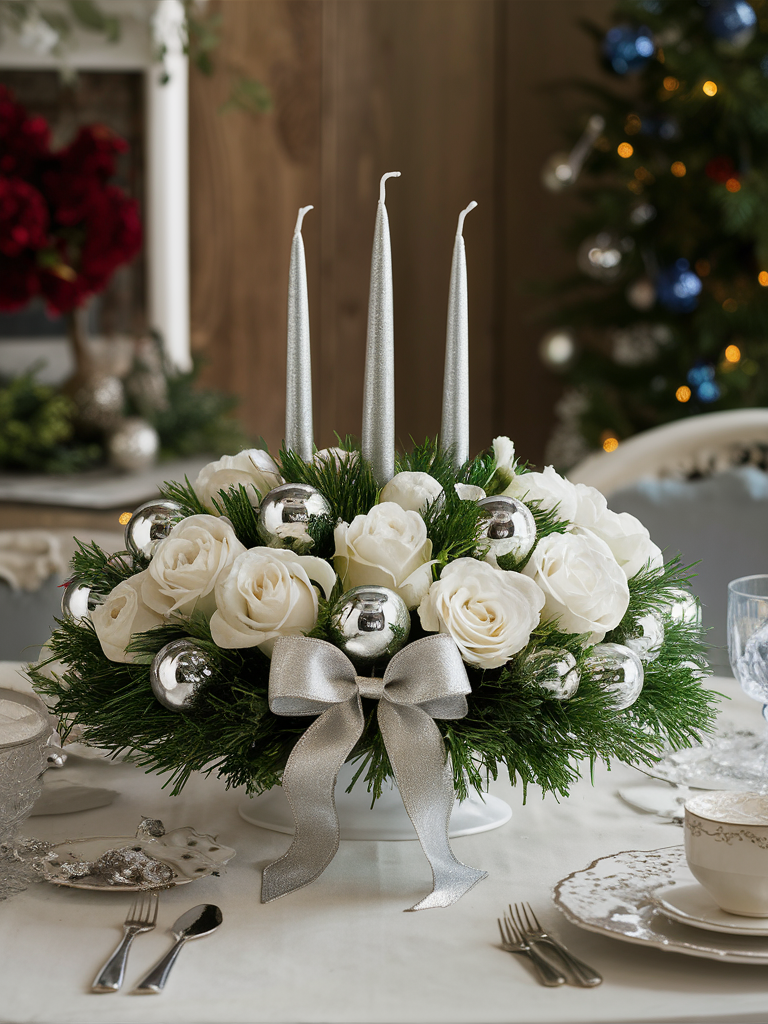 Silver Serenity Christmas Centerpiece
