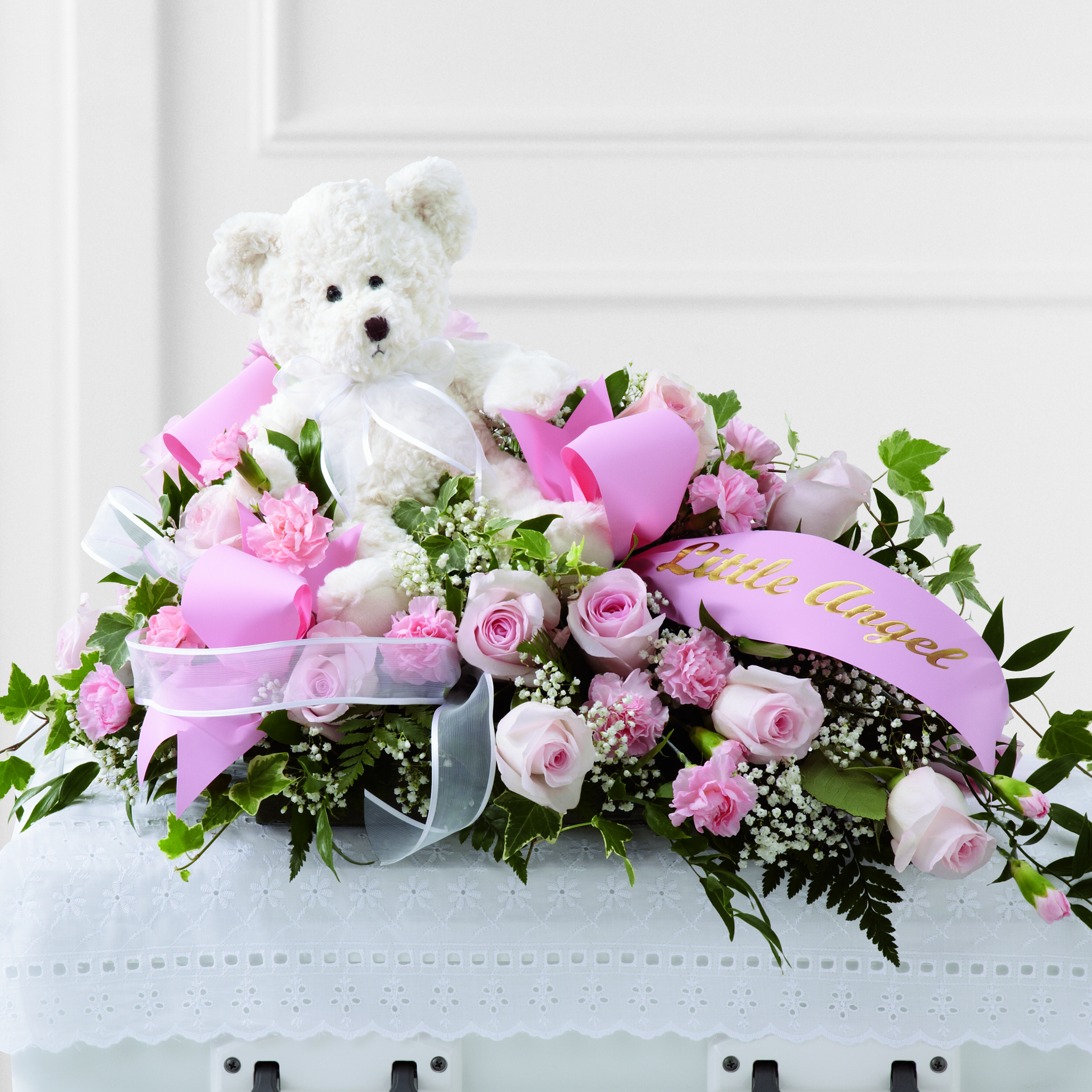 Pink Baby Girl Casket Spray