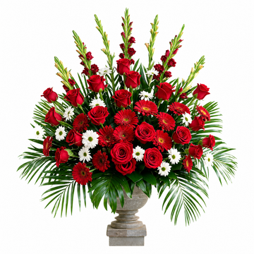 Elegant Harmony White & Red Sympathy Arrangement