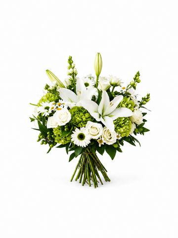 White and Green Seasonal Blooms Bouquet