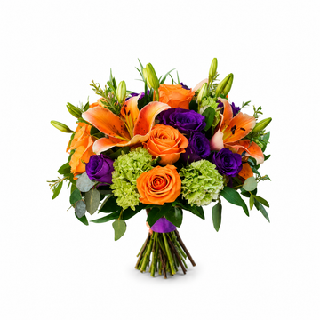 Orange and Purple Premium Seasonal Blooms Bouquet