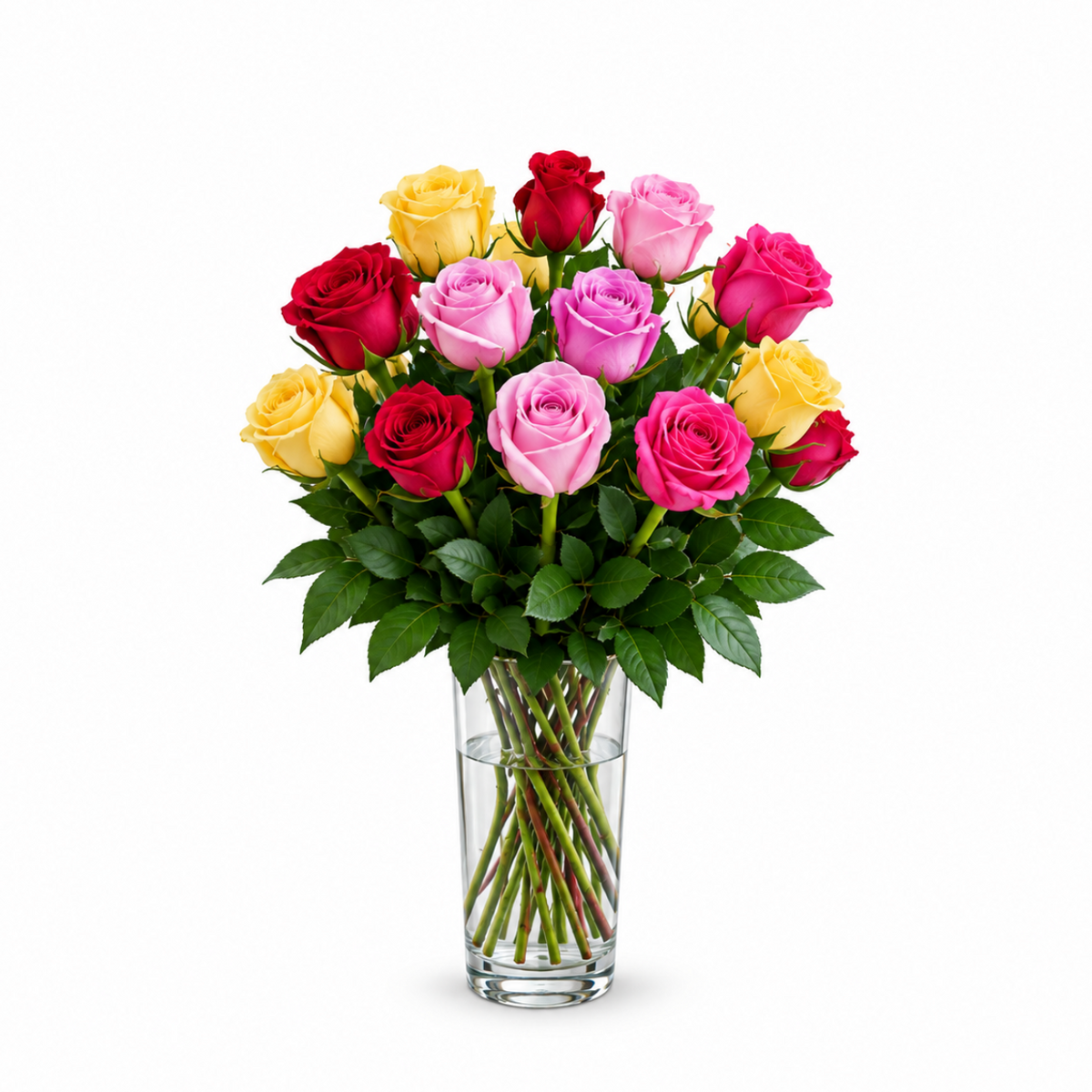 12 Mixed Color Roses Bouquet