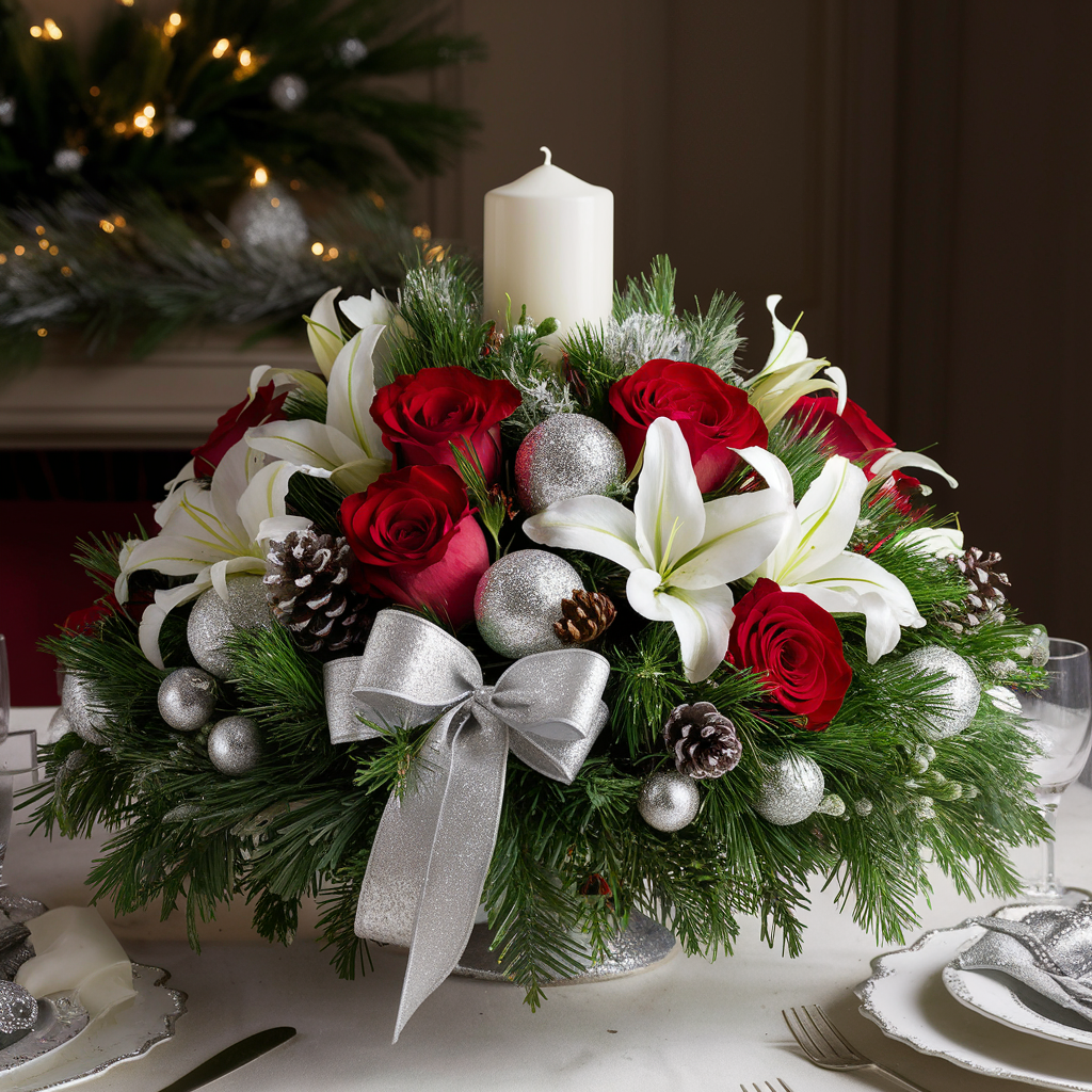 Silver Elegance Christmas Centerpiece