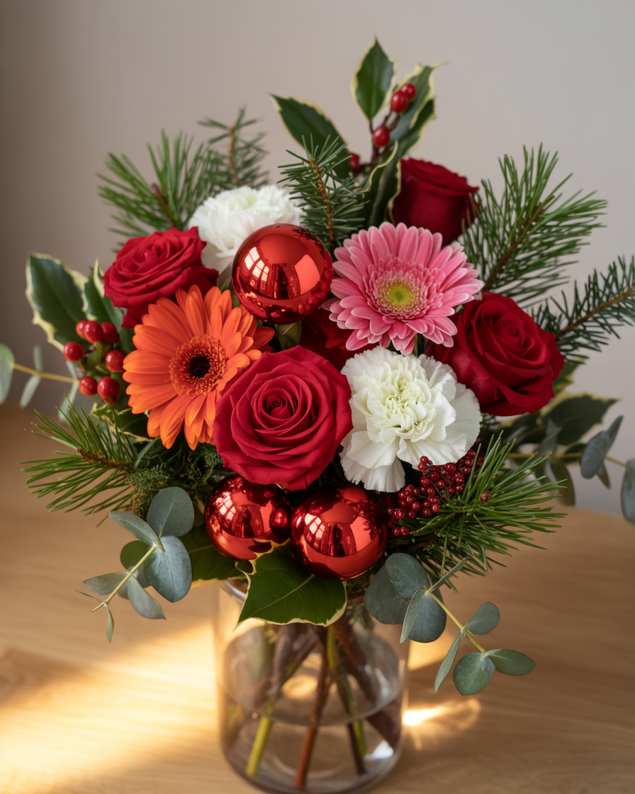 Holiday Gerbera & Rose Vase