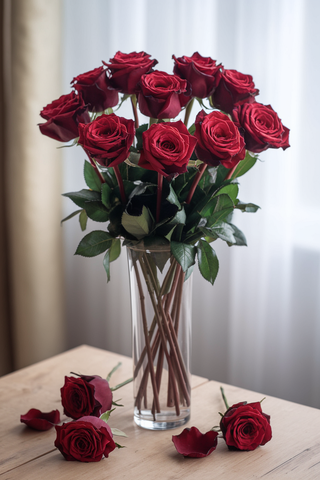 Twelve Premium Red Roses in a Vase