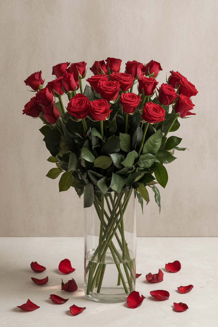 24 Premium Red Roses in a Vase