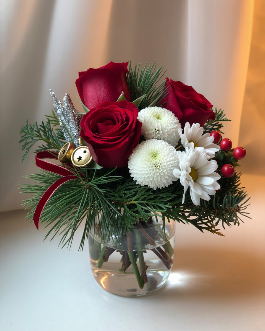 Holiday Rose & Daisy Vase