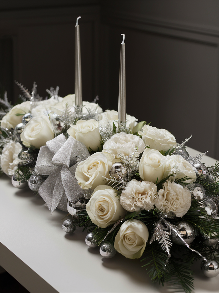 Winter Silver Glow Christmas Centerpiece