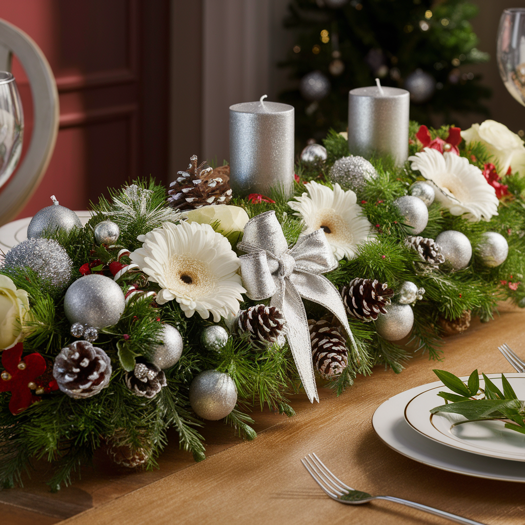 Silver Snowfall Christmas Centerpiece