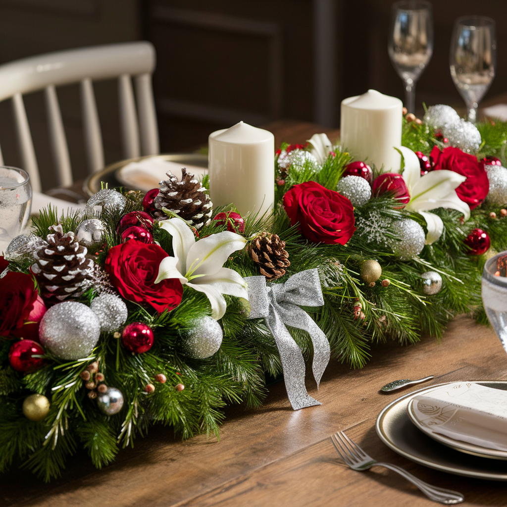 Silver Radiance Christmas Centerpiece