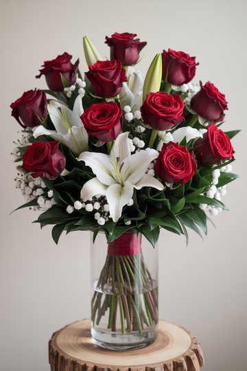 Roses &amp; White Lily Serenade