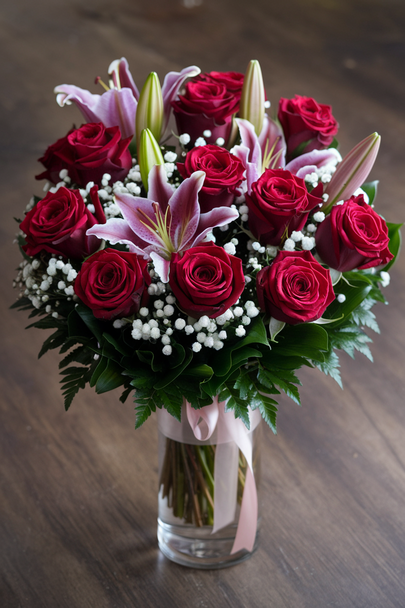 Red Roses and Pink Lillies