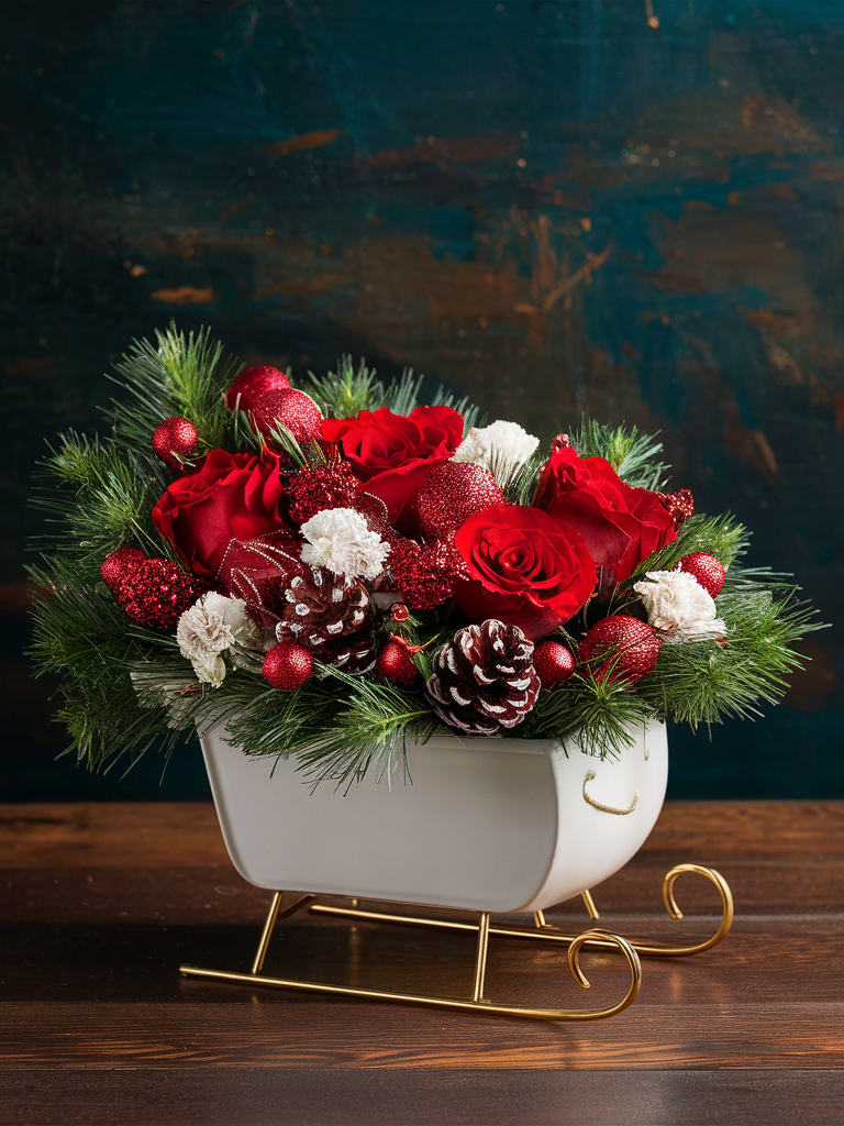 Santa’s Sleigh of Joy Christmas Arrangement
