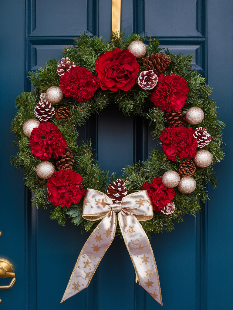 Golden red Christmas Bliss Wreath