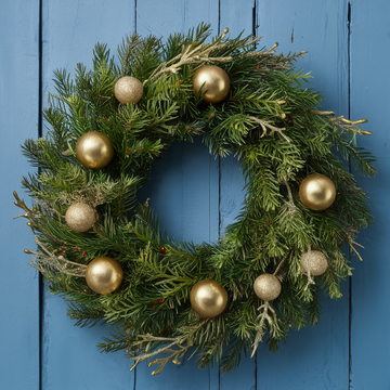 Golden Evergreen Christmas Wreath