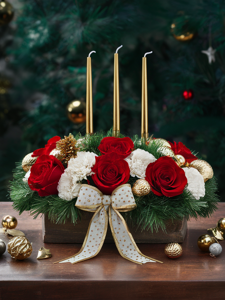 Golden Elegance Christmas Centerpiece