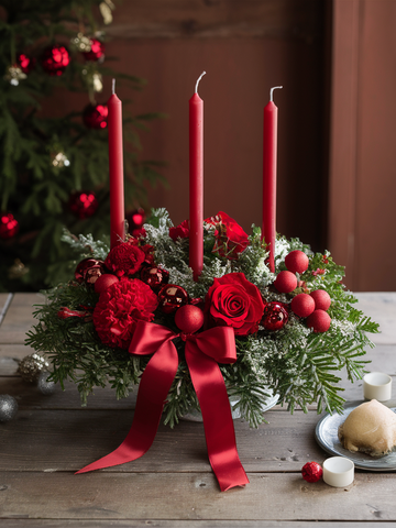 Crimson Glow Christmas Centerpiece