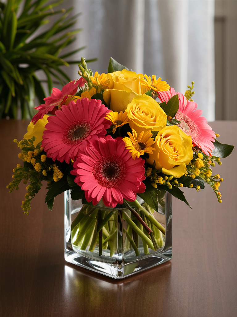 Pink Yellow Sunrise Cube Bouquet Pink Yellow Sunrise Cube Bouquet